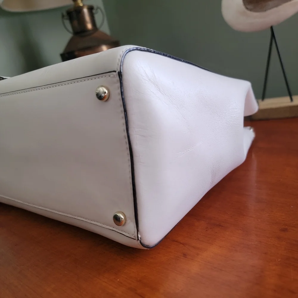 Kate Spade WKRU3306 Royal Place Cherise White Leather Satchel Bag